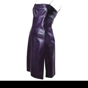 purple leather dress
